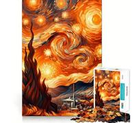 La Nuit étoilée, Feu, Van Gogh, Puzzle pour Adultes, 1000 pièces, Jeu de logique et d'adresse, Découpe précise, Collection d'œuvres d'art 50x75cm