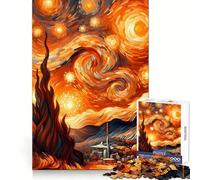 La Nuit étoilée, Feu, Van Gogh, Puzzle pour Adultes, 1000 pièces, Jeu de logique et d'adresse, Découpe précise, Collection d'œuvres d'art 50x75cm