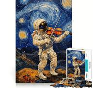 La Nuit étoilée, l'astronaute et Le Violon de Van Gogh Puzzle de 1000 pièces pour Adultes Jeu de réflexion apaisant Bords précis 38x52cm