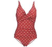 LA ORCHID - Maillot de bain une pièce pour femme - Col en V - Avec serre-ventre - Push up - Taille haute, Blanchiment rouge, 46
