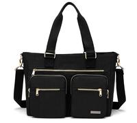 La Packmore Sac à bandoulière en nylon hydrofuge pour ordinateur portable, sac à main pour enseignant, infirmière, sac fourre-tout pour clinique, black, 14-Inch