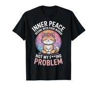 La Paix intérieure du Chat en méditation Commence avec Quatre Mots drôles T-Shirt