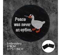 La Paix N'a Jamais Été Une Option,Écusson De Canard,Emblème Amusant Brodé Avec Support De Fixation À Crochet,Badge De Couteau À Morsure De Canard Mignon En Pvc #D
