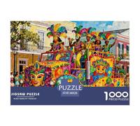 La Parade du Carnaval de La Nouvelle-Orléans Puzzle en Bois Imperméable DIY Puzzles De 1000 Pièces pour Adultes Cadeaux Défi Et Casse-tête De Décoration pour La Maison