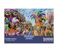La Parade du Carnaval de La Nouvelle-Orléans Puzzle en Bois Imperméable DIY Puzzles De 1000 Pièces pour Adultes Cadeaux Coloré Jeux Éducatifs