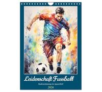 La passion du football. Ambiance de stade dans le style aquarelle, Version française (Calendrier mural 2026 DIN A4 portrait), Calendrier CALVENDO mensuel