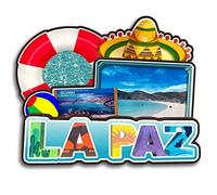 La Paz 1494 Aimant de réfrigérateur en bois 3D fait à la main Motif Baja California Mexico