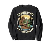 La pêche est Mon Travail à Plein Temps Bigfoot Alien Funny Retirement Sweatshirt