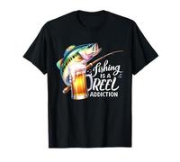 La pêche est Une Addiction au Moulinet. Beer Bass Fish T-Shirt