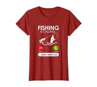 La pêche m'appelle et Je Dois Devenir pêcheur T-Shirt, Femme, Canneberge, 3XL