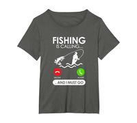 La pêche m'appelle et Je Dois Devenir pêcheur T-Shirt, Femme Grandes Tailles, Asphalte, 6X