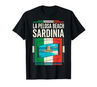 La Pelosa Beach Sardaigne Drapeau Italie Littoral Vintage Art T-Shirt