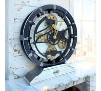 La pendule de bureau The Gears Clock 25,4 cm avec mécanisme mobile réel convertible en horloge murale (Blanc ferme)