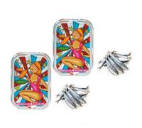 La Perle des Dieux® | Sardines fraîches sélectionnées préparées à l'huile d'olive | Sardines Gourmandes - Filet 2 x 115 Gr | Canette Vintage Mademoiselle Lulu