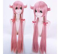 La perruque de cosplay Future Diary Yuno Gasai 100 cm de long rose droite Anime Cosplay perruque Mirai Nikki perruques de cheveux synthétiques et bonnet de perruque une taille perruque Mirai Nikki