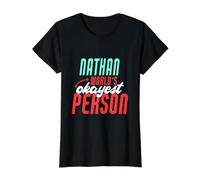 La Personne la Plus Bien du Monde de Nathan Dire Le nom drôle de Nathan T-Shirt Graphique avec Valeur, Femme, Noir, M