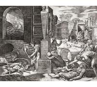 La peste. Après une gravure de Marcantonio Raimondi d'après une œuvre de Raphael. Poster imprimé par Ken Welsh (17 x 13 cm)