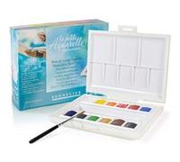 Sennelier Boîte de Peinture Aquarelle en Plastique,12 pcs .MADE IN FRANCE + 2 Cartes Postales