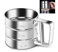 La Petite Caverne 011 - TAMIS À FARINE MÉCANIQUE SAUPOUDREUR EN INOX GRADUÉ