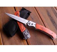 La Petite Caverne 053 - COUTEAU PLIANT DE POCHE LAME ACIER FINE 8,5 CM MANCHE BOIS CAMPING BIVOUAC OUTDOOR