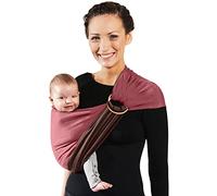 La Petite Echarpe Sans Noeud - Rosé, Pecan, Anneaux Or Rose (réversible) | Installée en 45s - Naissance à 14kg - Écharpe de portage bébé sling physiologique