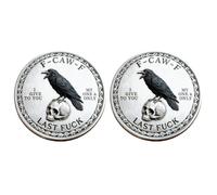 La pièce f-Caw-f, pour Ceux Qui rient de la Vie et ne donnent Rien ! Cadeau de pièce de Monnaie de Conception d'oiseau Roman, pièce d'argent inspirante de défi, Oken de liberté (2pc)