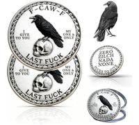 La pièce F-Caw-F - Pour ceux qui rient de la vie et s'en foutent complètement, symbole de liberté et d'humour, pièce de collection premium de 5 cm en métal Attitude, motif corbeau, cadeau (2 PCS)