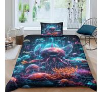La pieuvre Monster Pour Adultes Et Enfants Housses De Couettes 3D Imprimé Monstres marins Housse De Couette E Avec Fermeture À Glissière Parure De Lit Microfibr Avec Taies 3 Pièces Single（135x200cm）