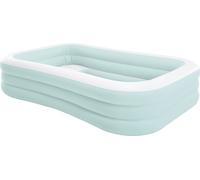 La « piscine familiale gonflable » Intex offre des sièges rembourrés et beaucoup d’espace pour profiter de la baignade relaxante