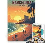 La Plage À Barcelone Puzzle 1000 pièces | Décoration d'intérieur pour renforcer l'amour entre les couples cadeau d'anniversaire cadeau de voyage. 75x50cm