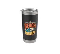 La plage est mon endroit heureux L'amour de la plage est ma thérapie Gobelet isotherme en acier inoxydable double paroi
