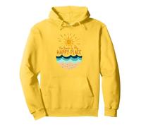 La Plage est Mon Endroit Heureux, Soleil, Vagues, été Sweat à Capuche, Unisexe pour Adultes, Citron, XXL