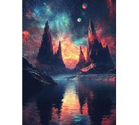 La Planète Diamond Painting Adulte, 5D DIY Lac Diamant Kit Complet, Peinture Diamant Full Drill Artisanat Cristal Strass Point de Croix Painting pour Adultes, Décoration Intérieur 30x40cm A62S-948