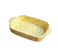 La plaque de cuisson rectangulaire en céramique est fraîche, exquise et résistante à la chaleur pour un usage domestique - jaune.