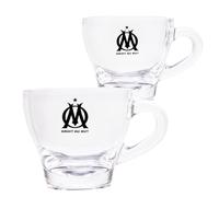 LA PLUME DOREE Coffret de 2 tasses à café en verre Olympique de Marseille