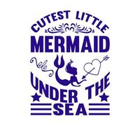 la plus mignonne petite sirène sous la mer Stickers lettrage 49.4x65.1cm Ne se décolle pas Bleu foncé