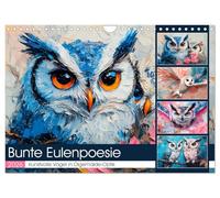 La poésie colorée des hiboux. Oiseaux artistiques à l'aspect de peintures à l'huile, Version française (Calendrier mural 2026 DIN A4 portrait), Calendrier CALVENDO mensuel