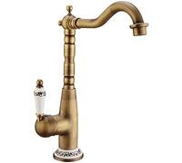 La poignée unique peut être tournée à 360 ° Hot and Cold Water Taps, Antique Brossed Brass Kitchen Kitchen Sink Taper, robinet de bassin, facile à installer LWX