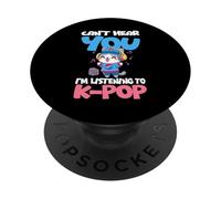 La pop coréenne ne peut pas t'entendre, j'écoute K-Pop Cat PopSockets PopGrip Adhésif