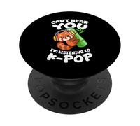 La pop coréenne ne peut pas t'entendre J'écoute K-Pop Red Panda PopSockets PopGrip Adhésif