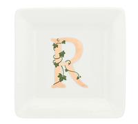 La Porcelaine Bianca - Assiette carrée Letter R - Arredo Casa - Cuisine - Ligne Adorato - Idée cadeau - Porcelaine - 10 x 10 x 1,5 cm