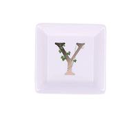 La Porcelaine Blanche - Soucoupe carrée Lettre Y - Décoration Maison, Cuisine - Ligne Adorato - Idée Cadeau - Porcelaine - 10 x 10 x 1,5 cm