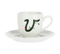 La Porcelaine Blanche - Tasse à Café avec Soucoupe Lettre 'V' dans Gift Box - Solotua - Mobilier Maison, Thé, Café et Petit-déjeuner - Porcelaine - 90 CC