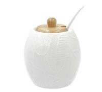 LA PORCELLANA BIANCA - Intavola Feuilles Sucrier avec cuillère à café 250 ml, Porcelaine et Bois