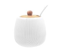 LA PORCELLANA BIANCA - Intavola Lignes Sucrier avec cuillère à café 250 ml, porcelaine et bois