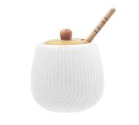 LA PORCELLANA BIANCA - Intavola Rayures Pot Miel avec Servimiel 250 ml, Porcelaine et Bois