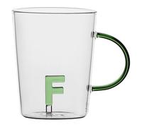 LA PORCELLANA BIANCA - Tasse lettre 'F' en verre borosilicate, capacité 400 cc, collection Allalettre