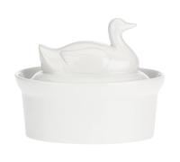 la Porcellana "Terrine Cocotte Canard Couvercle Boîte Cadeau, Blanc, 16 x 11 cm
