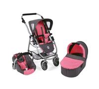 La poussette combinée 3 en 1 emotion all in pour poupons rose et gris TU