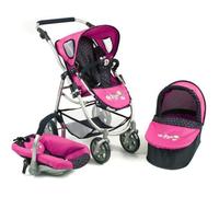 La poussette pour poupées, combinée 3 en 1 EMOTION ""ALL IN"" - Marine et rose à pois